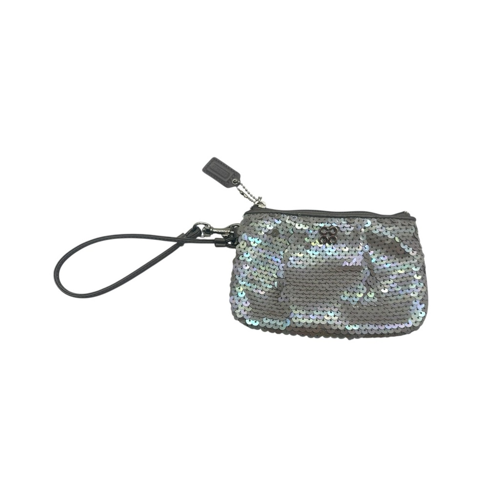 Coach Silver Sequin Wristlet Wallet Pouch